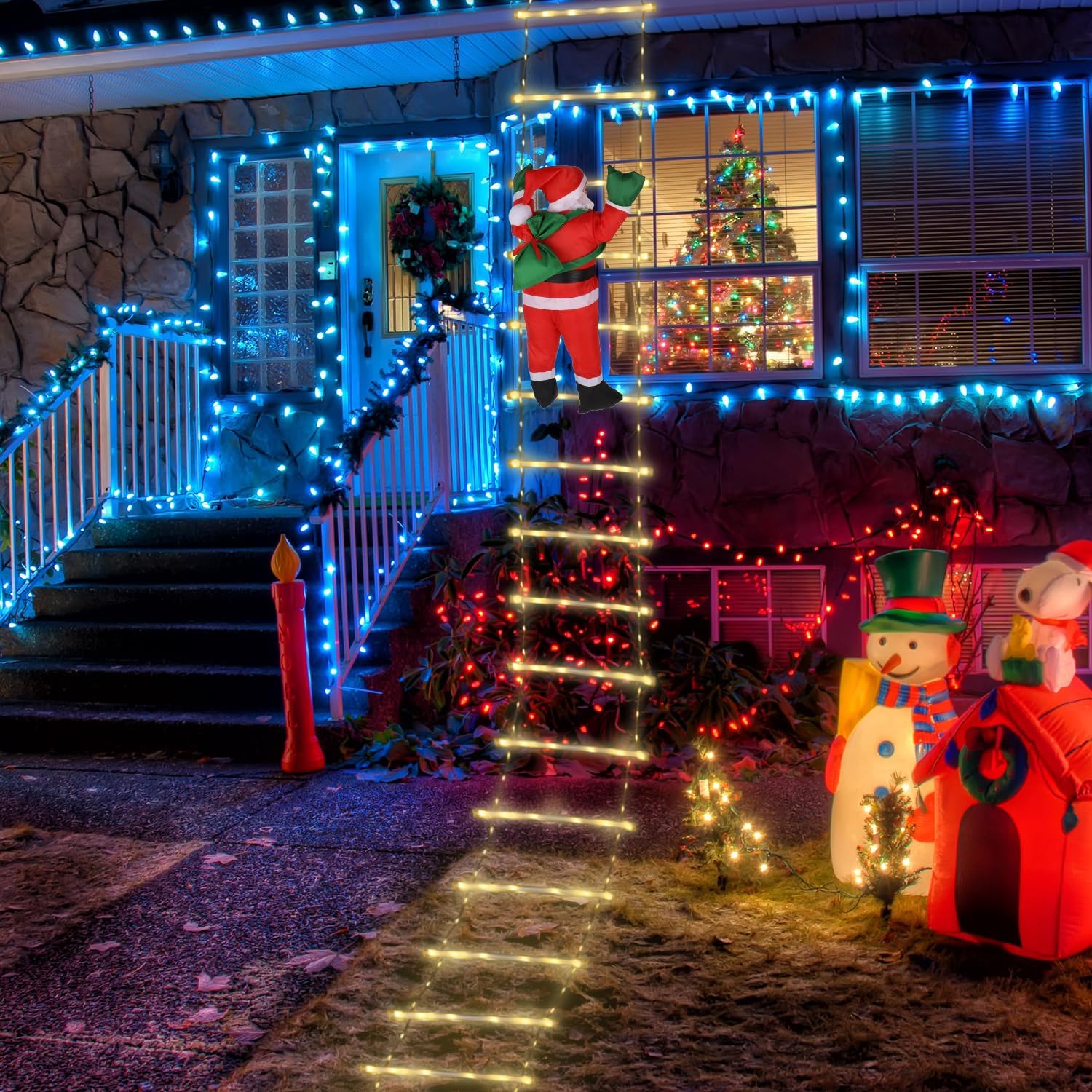 PAPA NOEL ESCALADOR LUCES DE ESCALERA NAVIDEÑA - FraDa Store