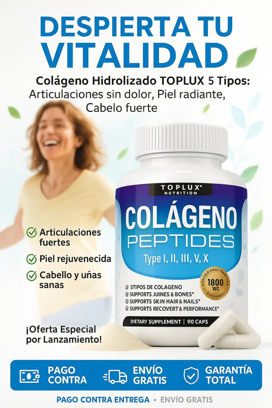 Colágeno Hidrolizado TOPLUX™ 5 Tipos (I, II, III, V, X) | Fortalece Articulaciones, Piel y Cabello - FraDa Store